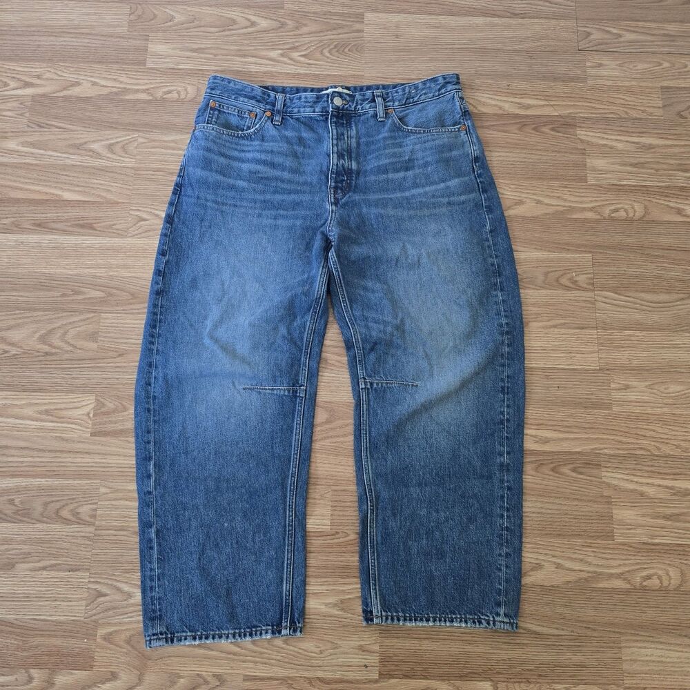Madewell Women’s Size 31 Darted Barrel-Leg Jeans Button Fly Medium Wash Denim
